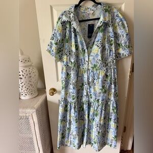 Crown & Ivy Floral Long Sleeve Dress - Blue, Green, Yellow